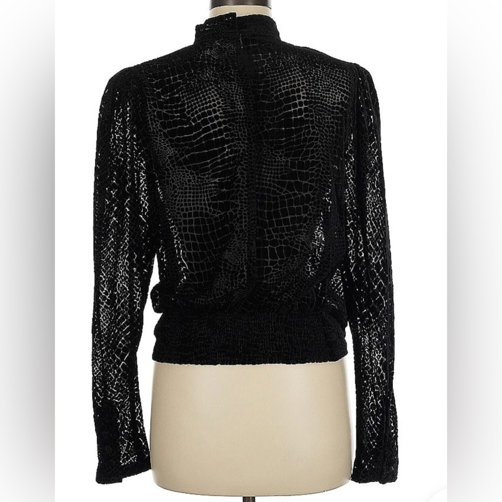 Frame Denim Velvet Burnout Party Top Animal Print Reptile Snake Print sz Medium - Picture 5 of 9